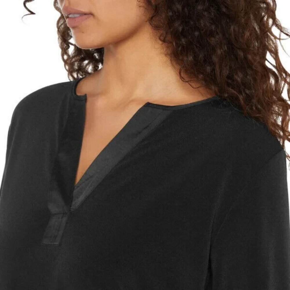 Banana Republic 3/4 Sleeve V Neck Notch Satin Trim Blouse NWT - Picture 3 of 5